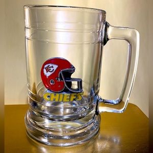 NFL KANSAS CITY CHIEFS VINTAGE BEER MUG PEWTER HELMET LOGO HEAVY GLASS LIKE NEW